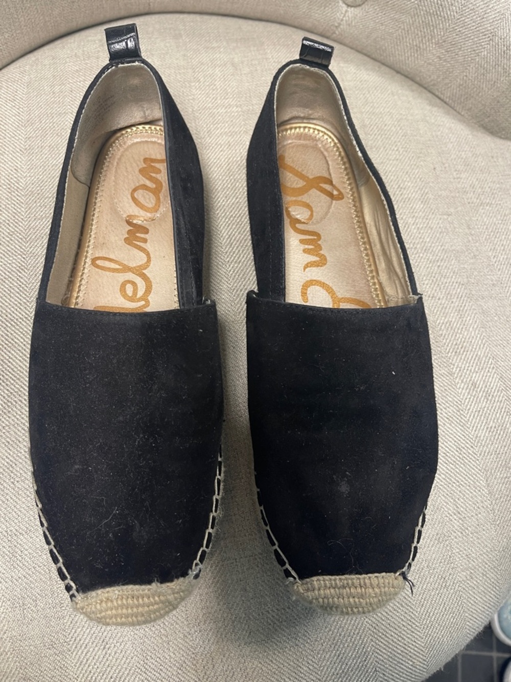 Sam Edelman Black Suede Espadrille Slip-On Loafers